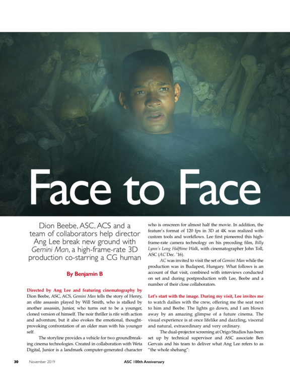 american cinematographer nov 2019 gemini man summilux c summicron c